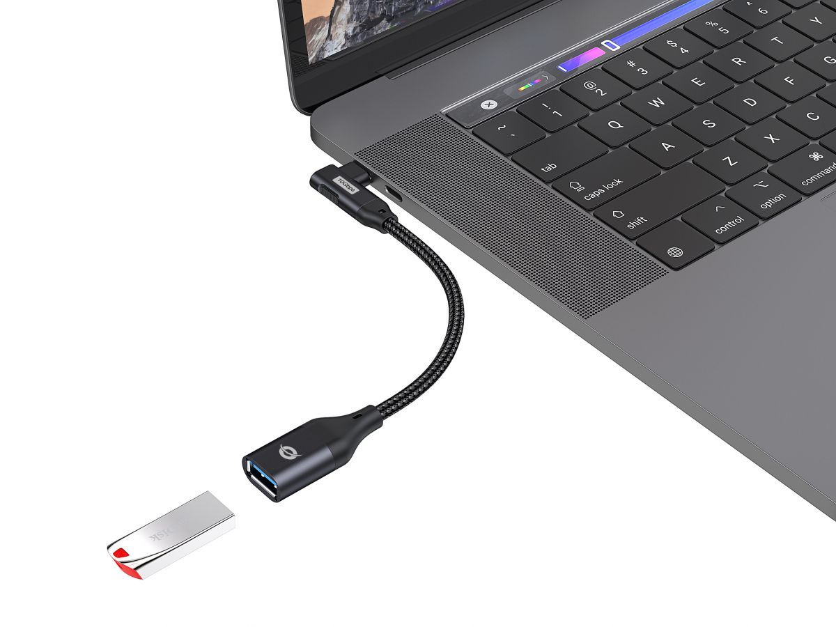 Conceptronic  ABBY19B USB-C 90° angled to USB-A OTG Adapter Black