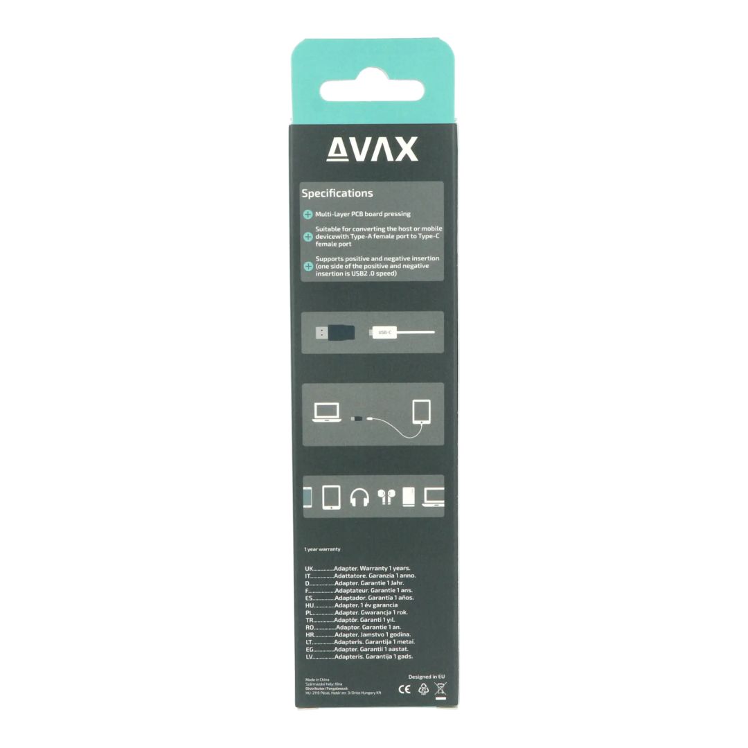 Avax AD601 CONNECT+ USB A - Type C adapter Black
