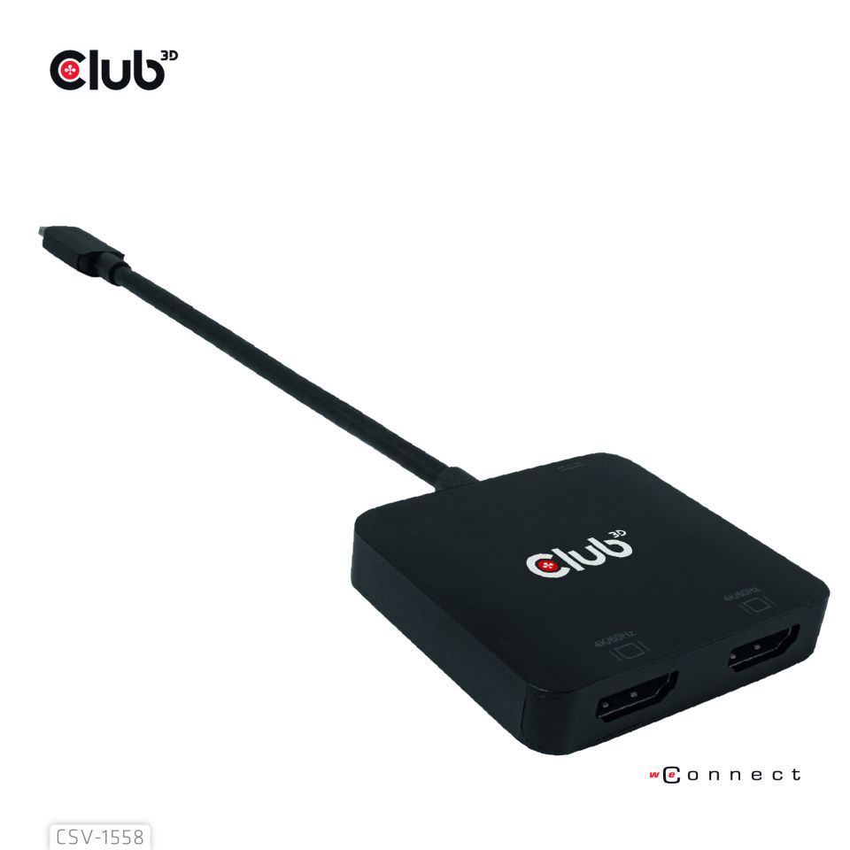 Club3D Club3D MST-Hub USB 3.2 Typ C > 2x HDMI 4K60Hz +100W PD St/Bu retail