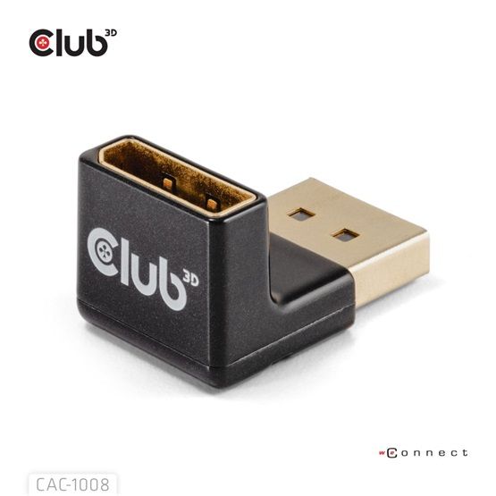 Club3D DisplayPort Male to DisplayPort 1.4 Female 90 Degree Angled Adapter 4K120Hz M/F