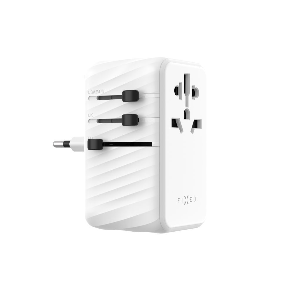 FIXED Voyager utazó adapter 3xUSB-C/1xUSB GaN 120W, fehér