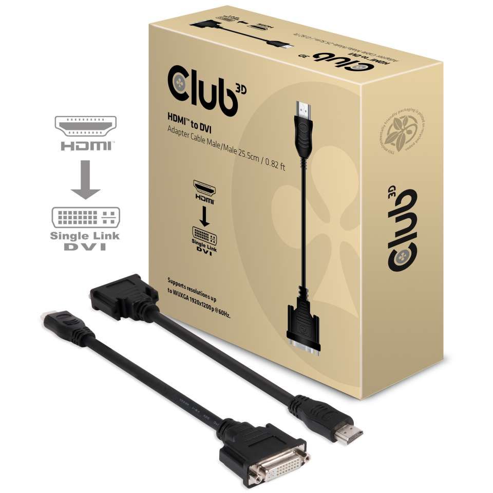 Club3D HDMI to DVI-D (Single Link) Passive Adapter 22cm Black