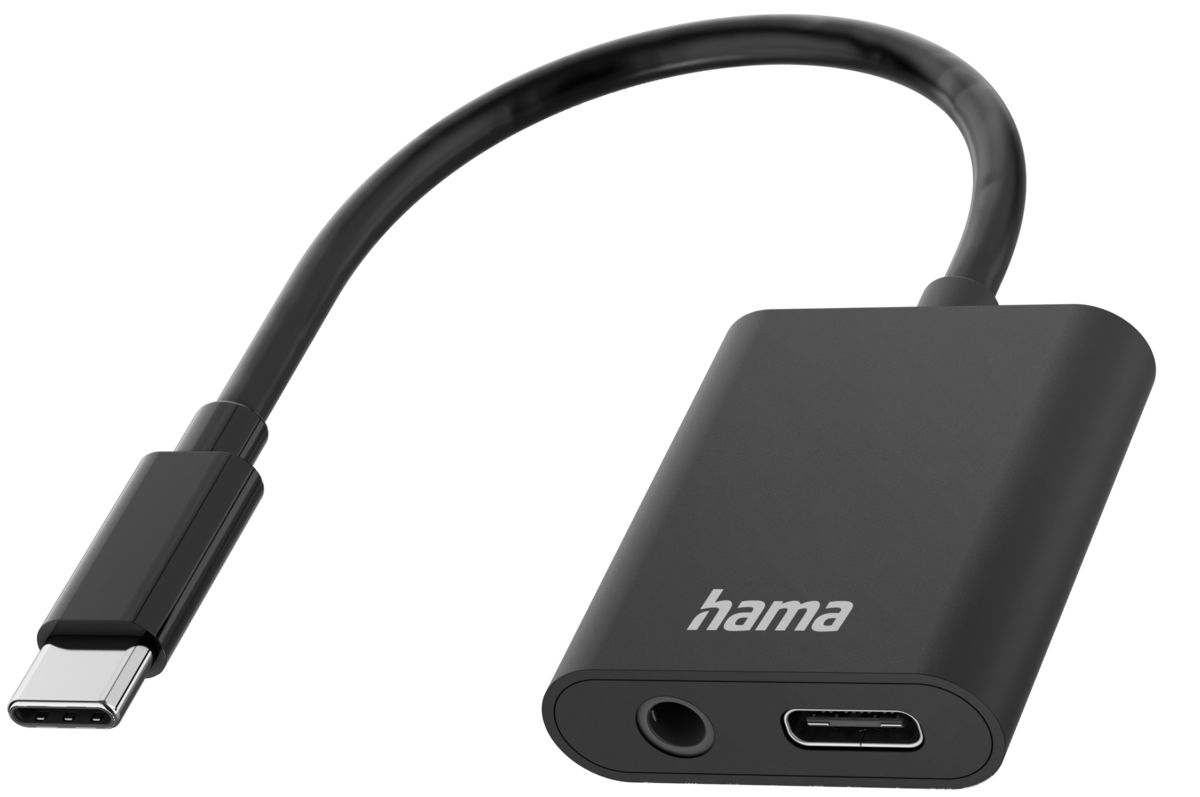 Hama 2in1 USB Type-C/m - Audio+USB Type-C Adapter Black