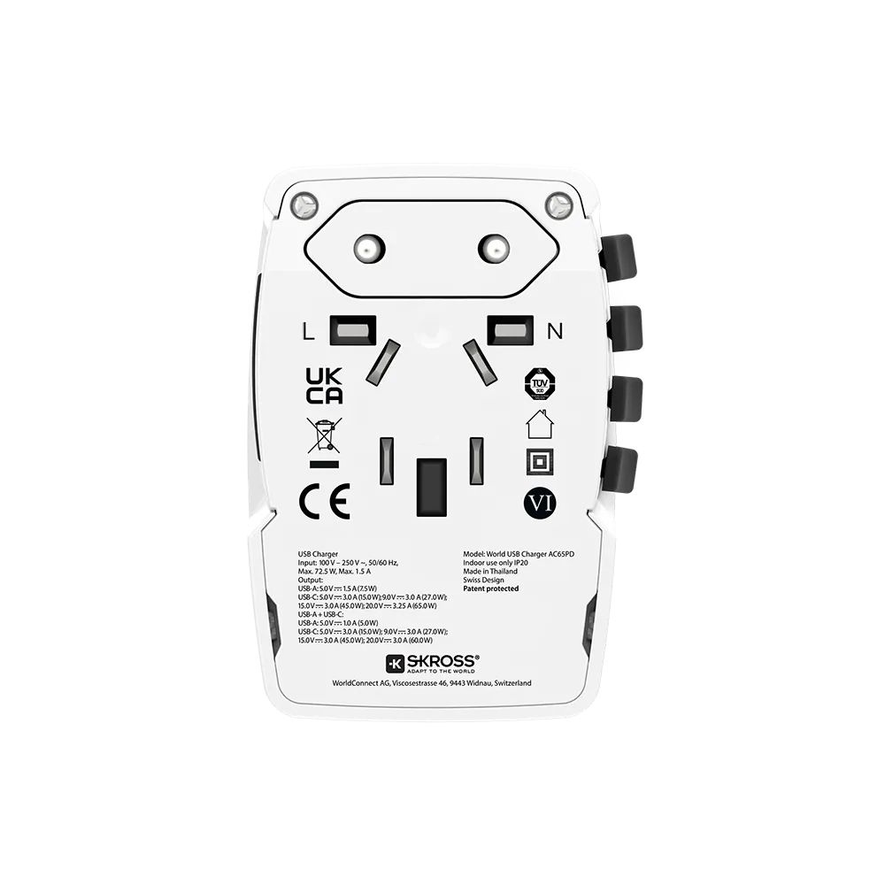 SKROSS Világutazóknak földelt Adapter White