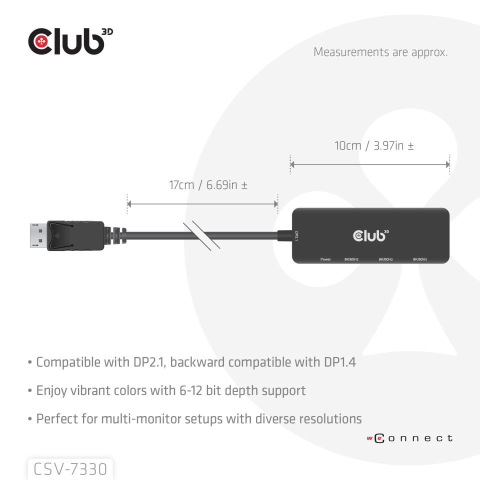 Club3D DisplayPort To Triple HDMI 8K60Hz Adapter