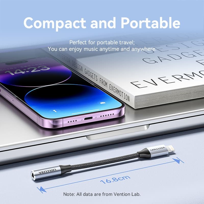 Vention Cotton Braided Lightning Male to 3,5mm Earphone Jack Adapter Aluminum Alloy Type