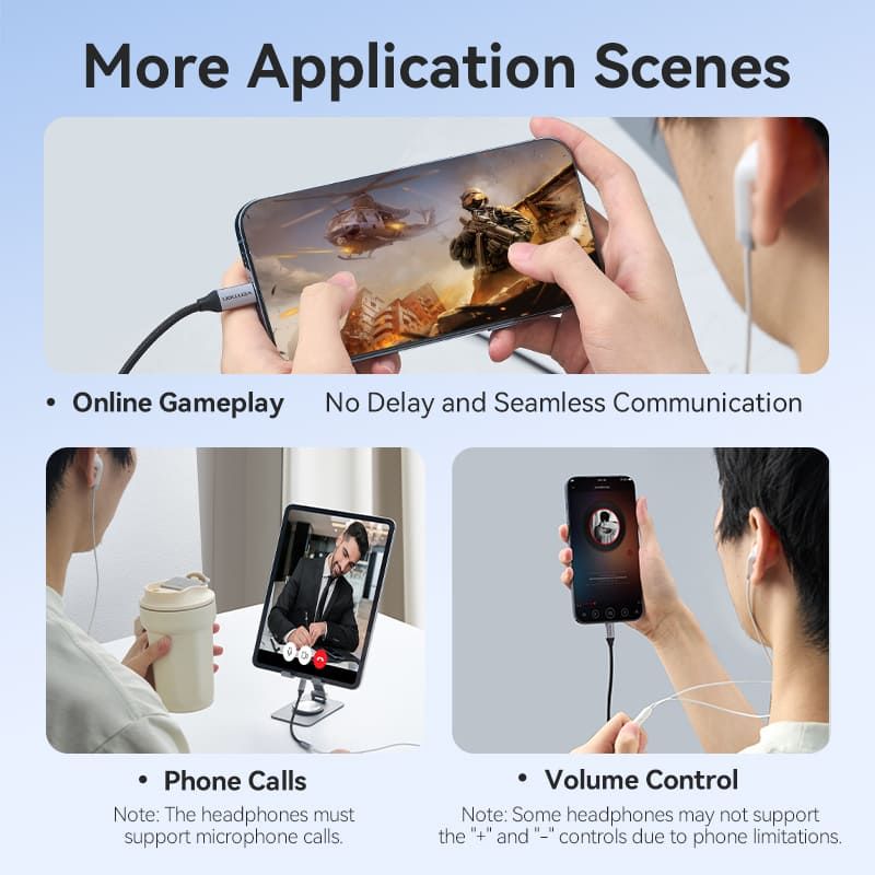 Vention Cotton Braided Lightning Male to 3,5mm Earphone Jack Adapter Aluminum Alloy Type