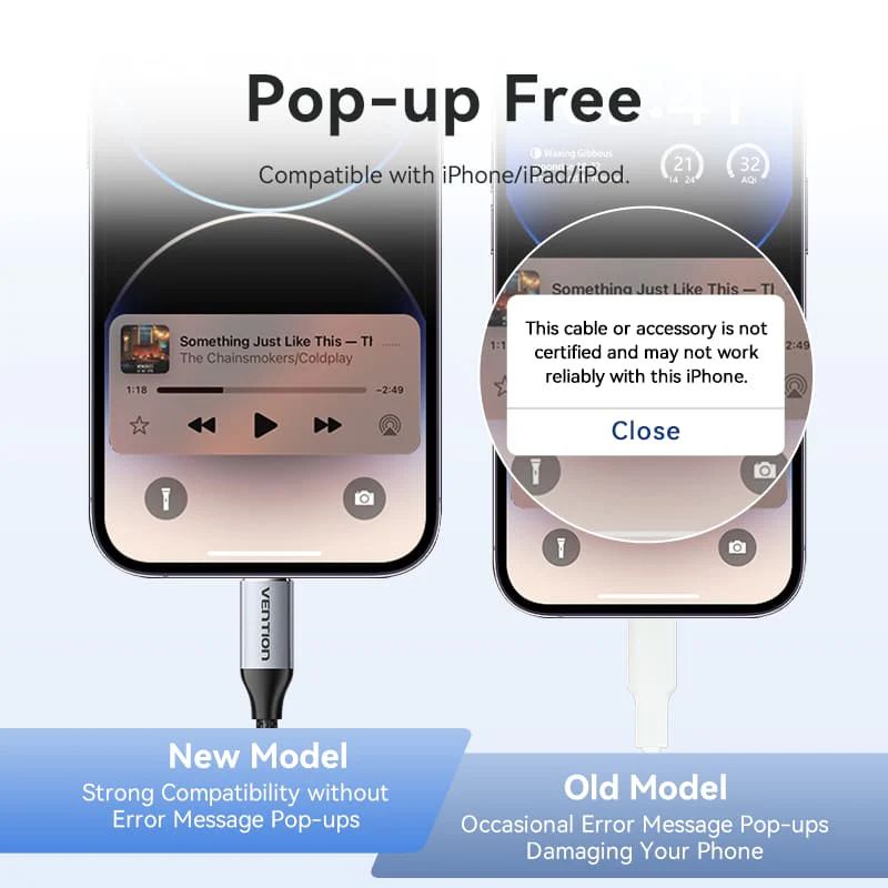 Vention Cotton Braided Lightning Male to 3,5mm Earphone Jack Adapter Aluminum Alloy Type