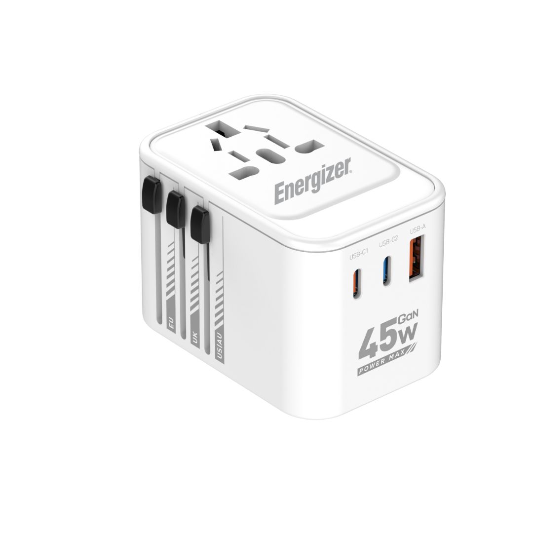 Energizer ETC450 45W Dual USB-C & USB-A Travel Charger White