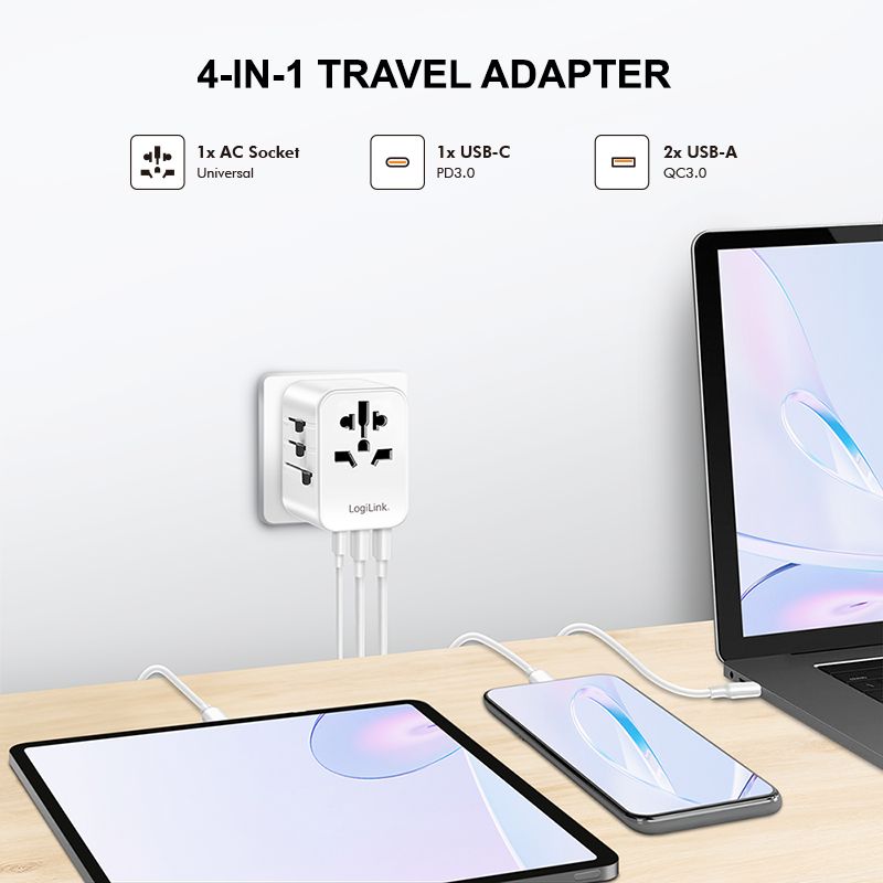 Logilink PA0356 Universal travelling power supply White