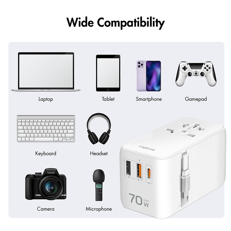 Logilink PA0357 Universal travel power supply White