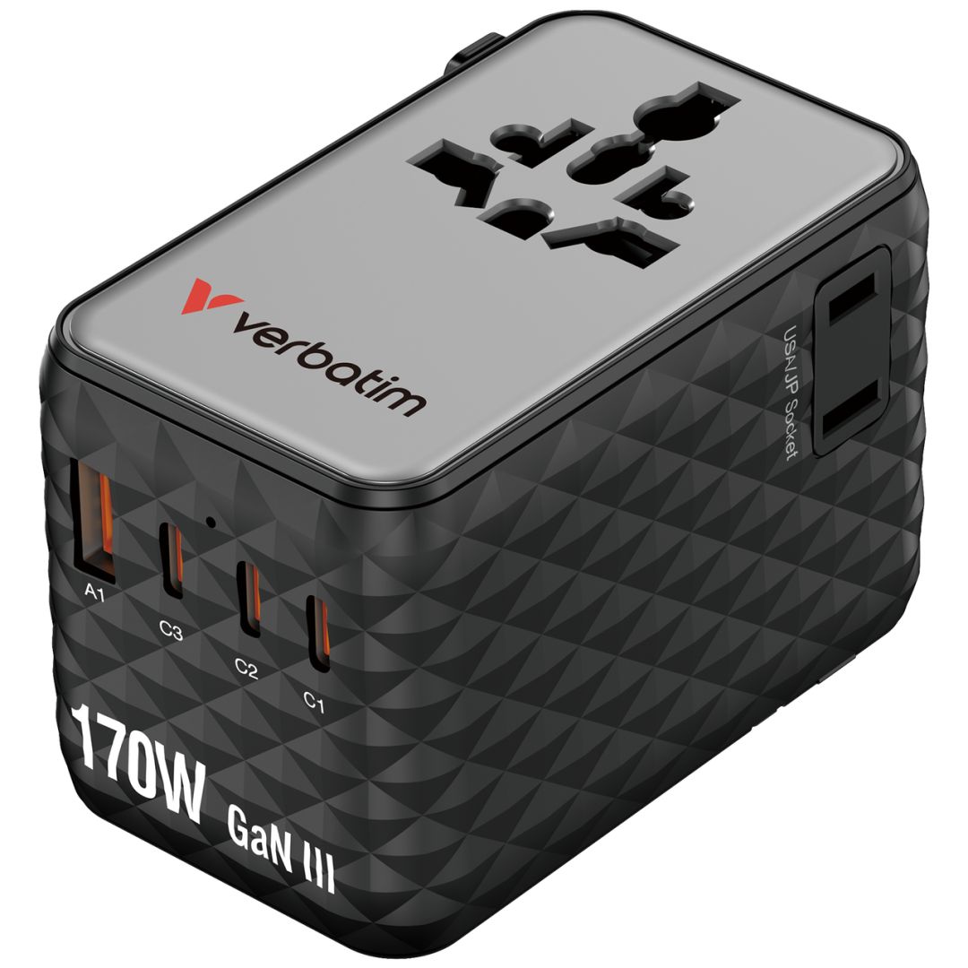 Verbatim Charge 'n' Travel 170W GaN III Universal Travel Adapter