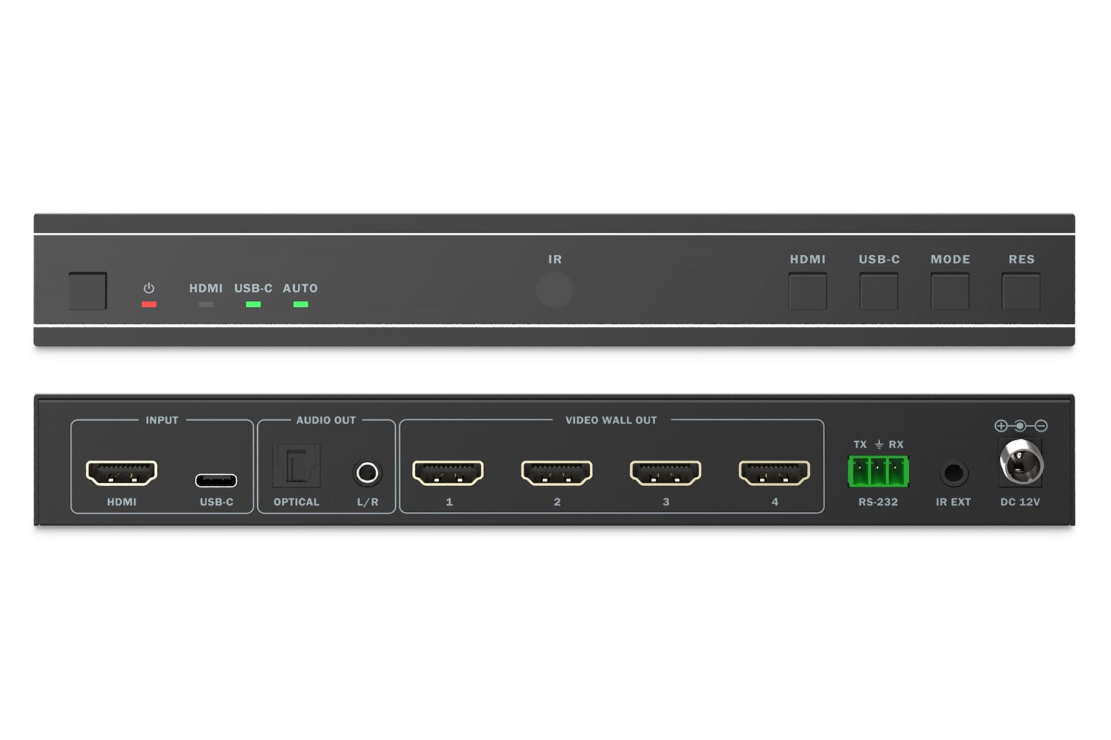 Digitus HDMI Video Wall Controller, 4 Displays 4K/30Hz, HDMI, USB-C, Black