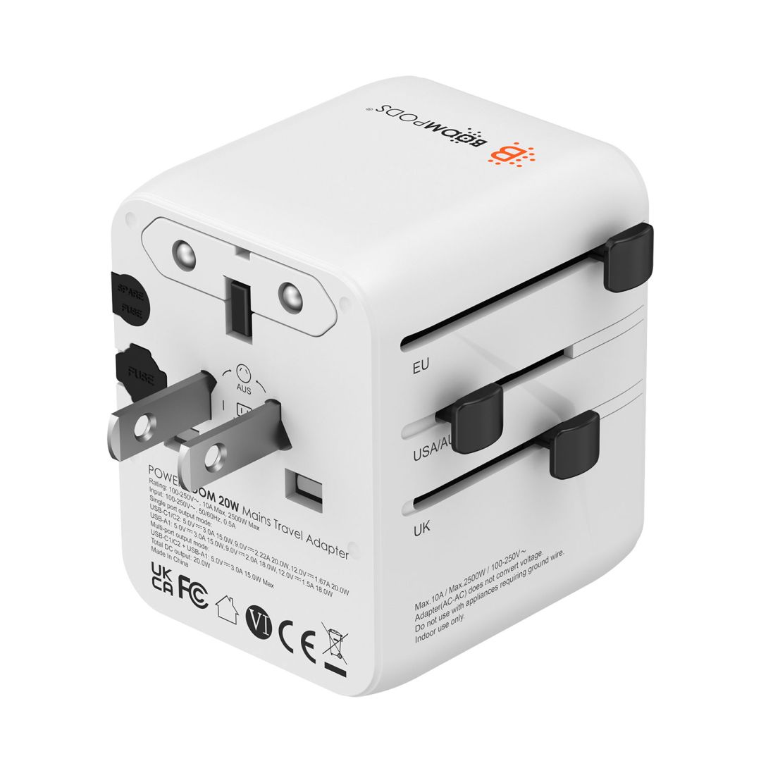 Boompods Travel POWERBOOM Worldwide Mains Charger