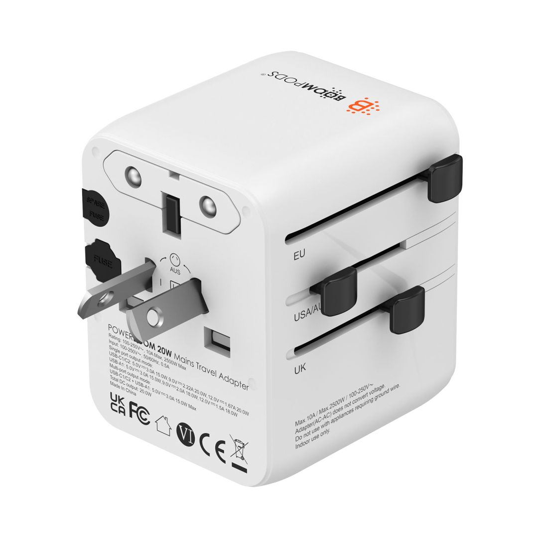 Boompods Travel POWERBOOM Worldwide Mains Charger