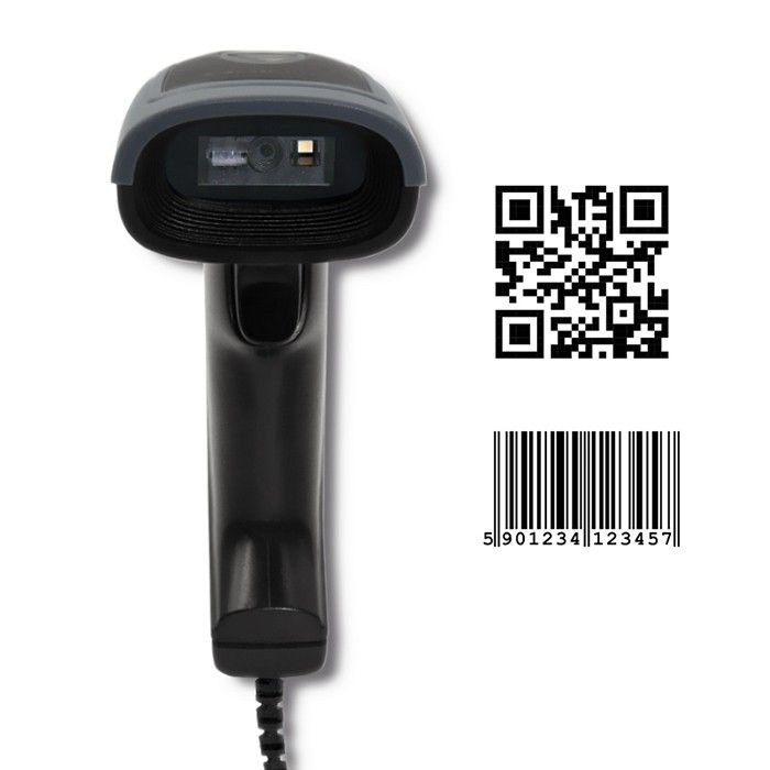 Qoltec Wired QR & Lézer vonalkódolvasó USB Black 