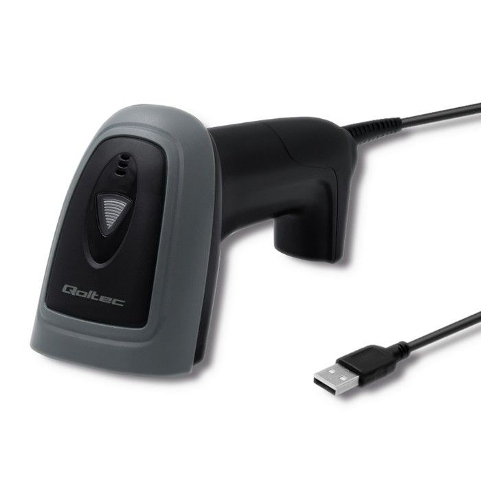 Qoltec Wired QR & Lézer vonalkódolvasó USB Black 