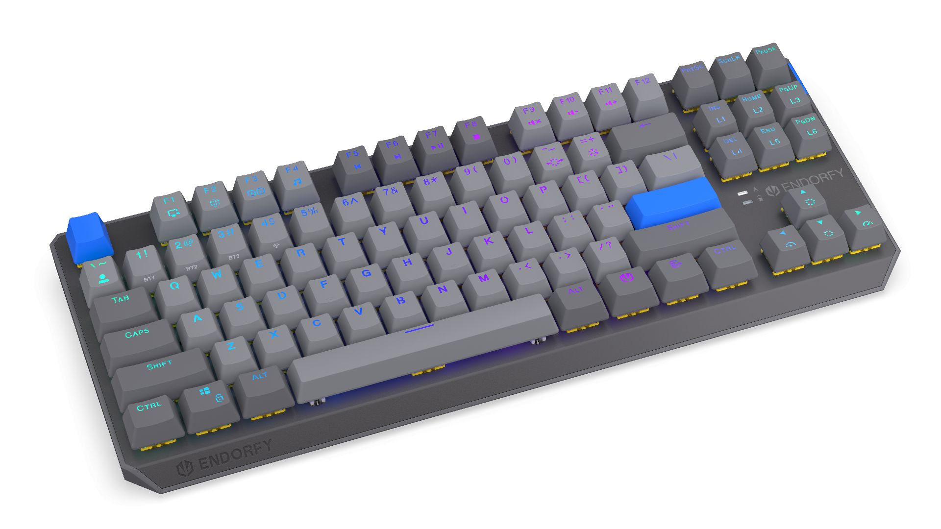Endorfy Thock V2 TKL Wireless Bluetooth Yellow Switch Mechanical Keyboard Grey US