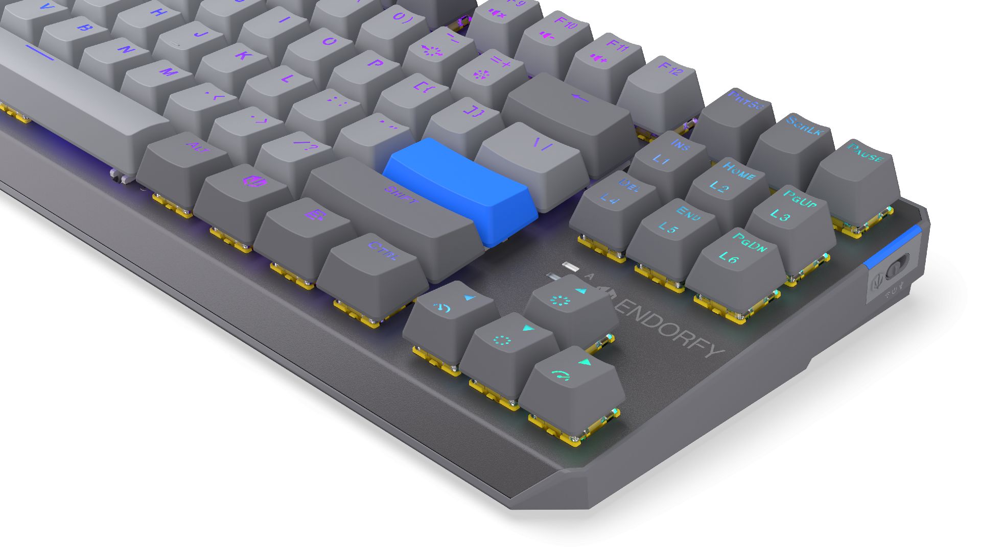 Endorfy Thock V2 TKL Wireless Bluetooth Yellow Switch Mechanical Keyboard Grey US