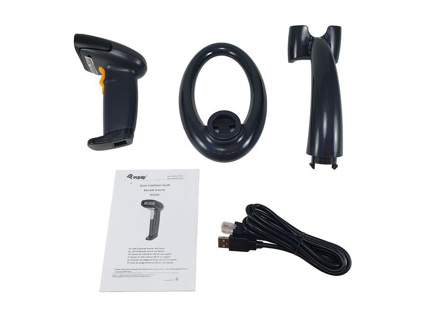 EQuip USB 1D Barcode Scanner with Stand Vonalkódolvasó Black