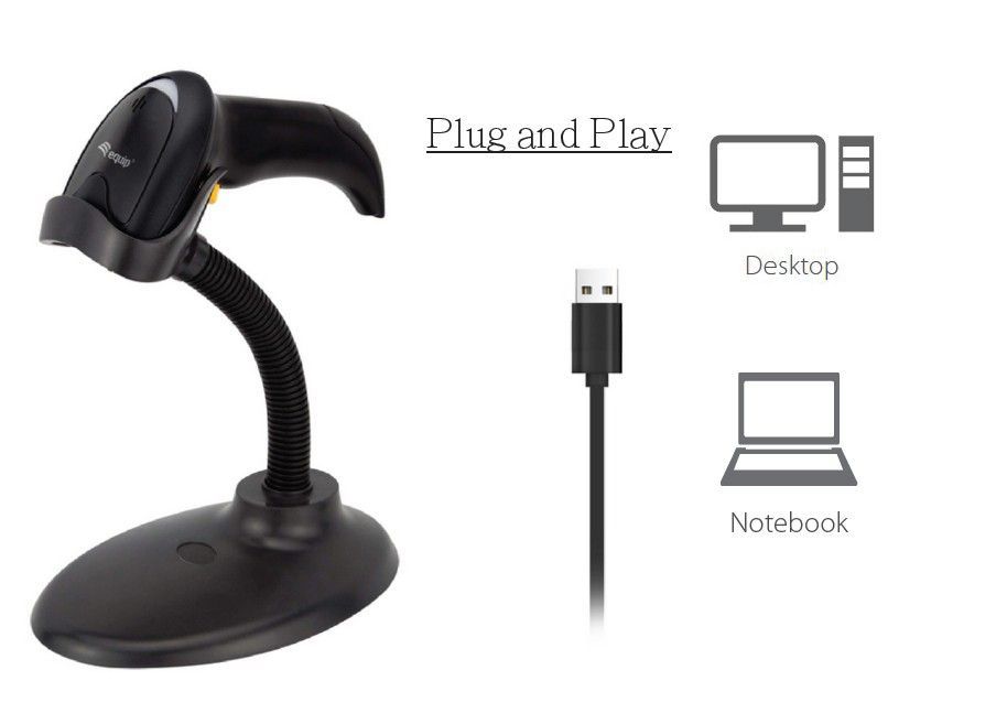 EQuip USB 1D/2D Barcode Scanner with Stand Vonalkódolvasó Black