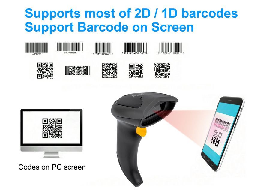 EQuip USB 1D/2D Barcode Scanner with Stand Vonalkódolvasó Black
