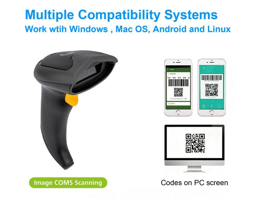 EQuip USB 1D/2D Barcode Scanner with Stand Vonalkódolvasó Black