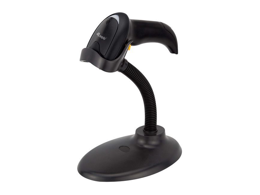 EQuip USB 1D Laser Barcode Scanner with Stand Vonalkódolvasó Black