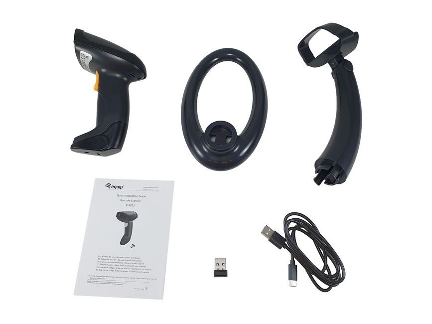 EQuip Wireless 1D Laser Barcode Scanner with Stand Vonalkódolvasó Black