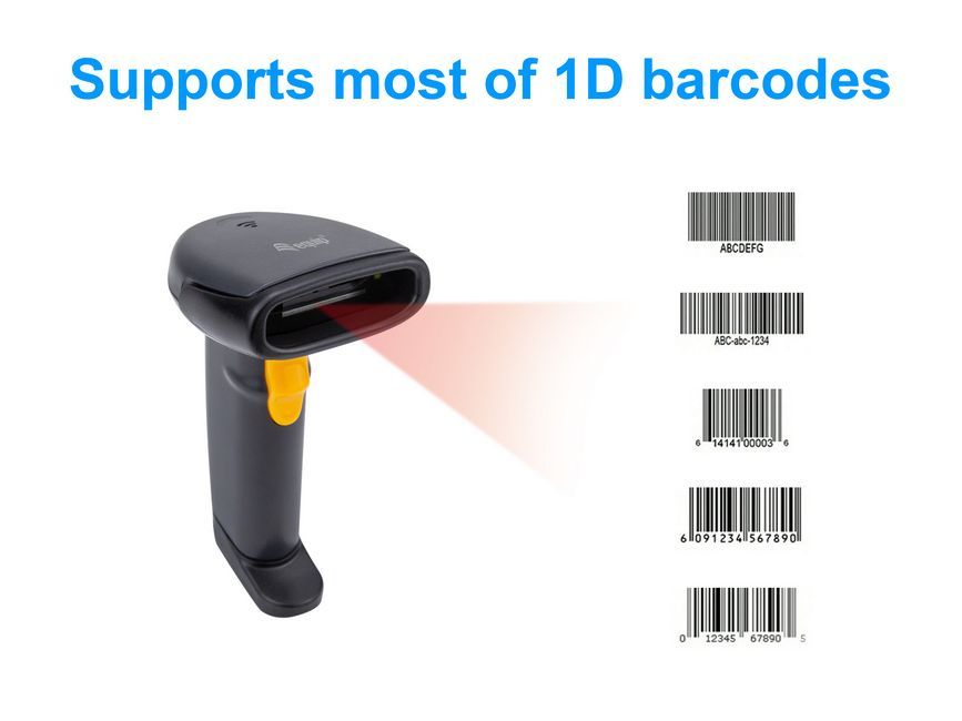 EQuip Wireless 1D Laser Barcode Scanner Long Distance with Stand Vonalkódolvasó Black
