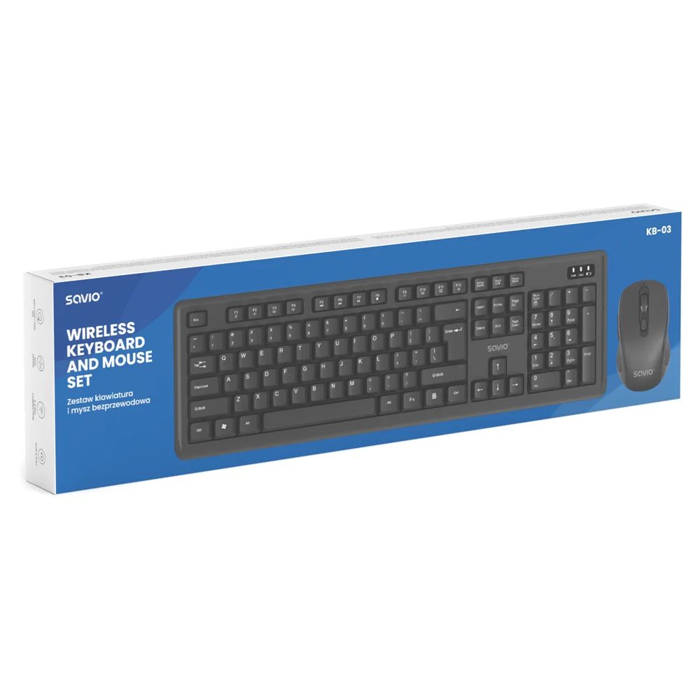 Savio KB-03 Wireless keyboard and mouse set Black US