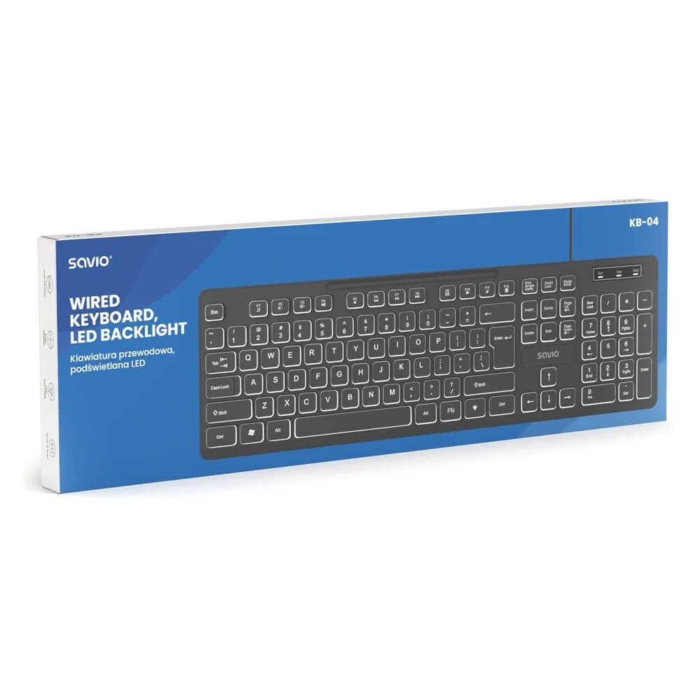 Savio KB-04 Wired keyboard LED backlight Black UK