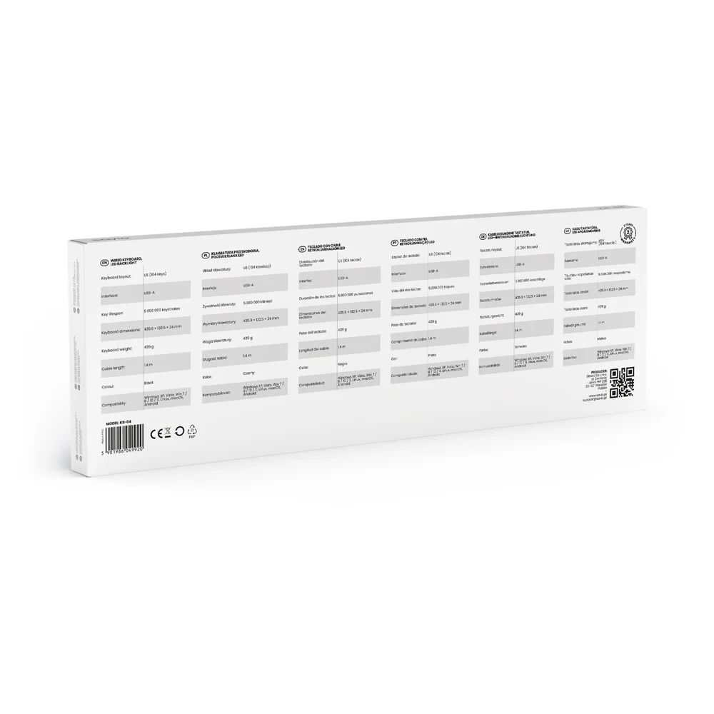 Savio KB-04 Wired keyboard LED backlight Black UK