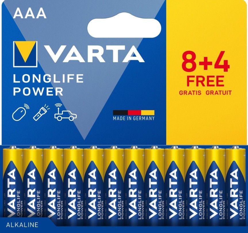 Varta AAA Alkáli Elem 8+4db/csomag