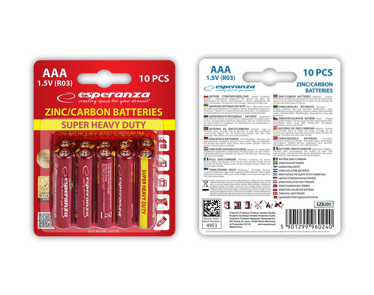 Esperanza AAA Cink Elem 10db/csomag