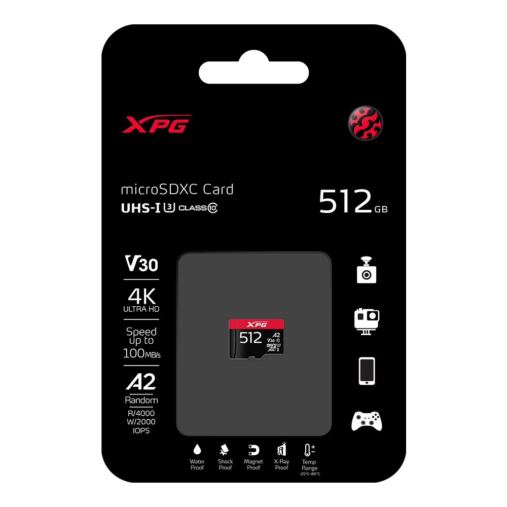 A-Data 512GB microSDXC  XPG Class 10 UHS-I V30 A2 adapter nélkül