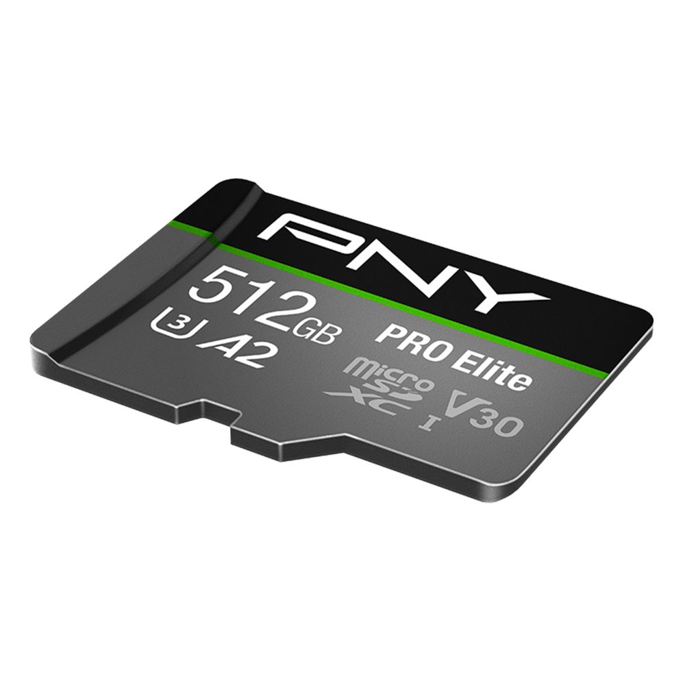 PNY 512GB microSDXC Pro Elite Class 10 U3 V30 A2 + adapterrel