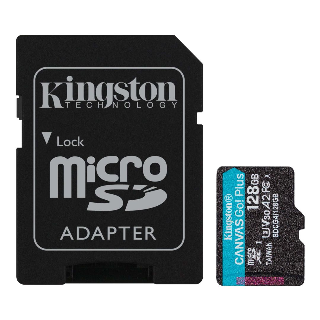 Kingston 128GB microSDXC Canvas Go Plus Gen4 Class 10 UHS-I U3 + adaper