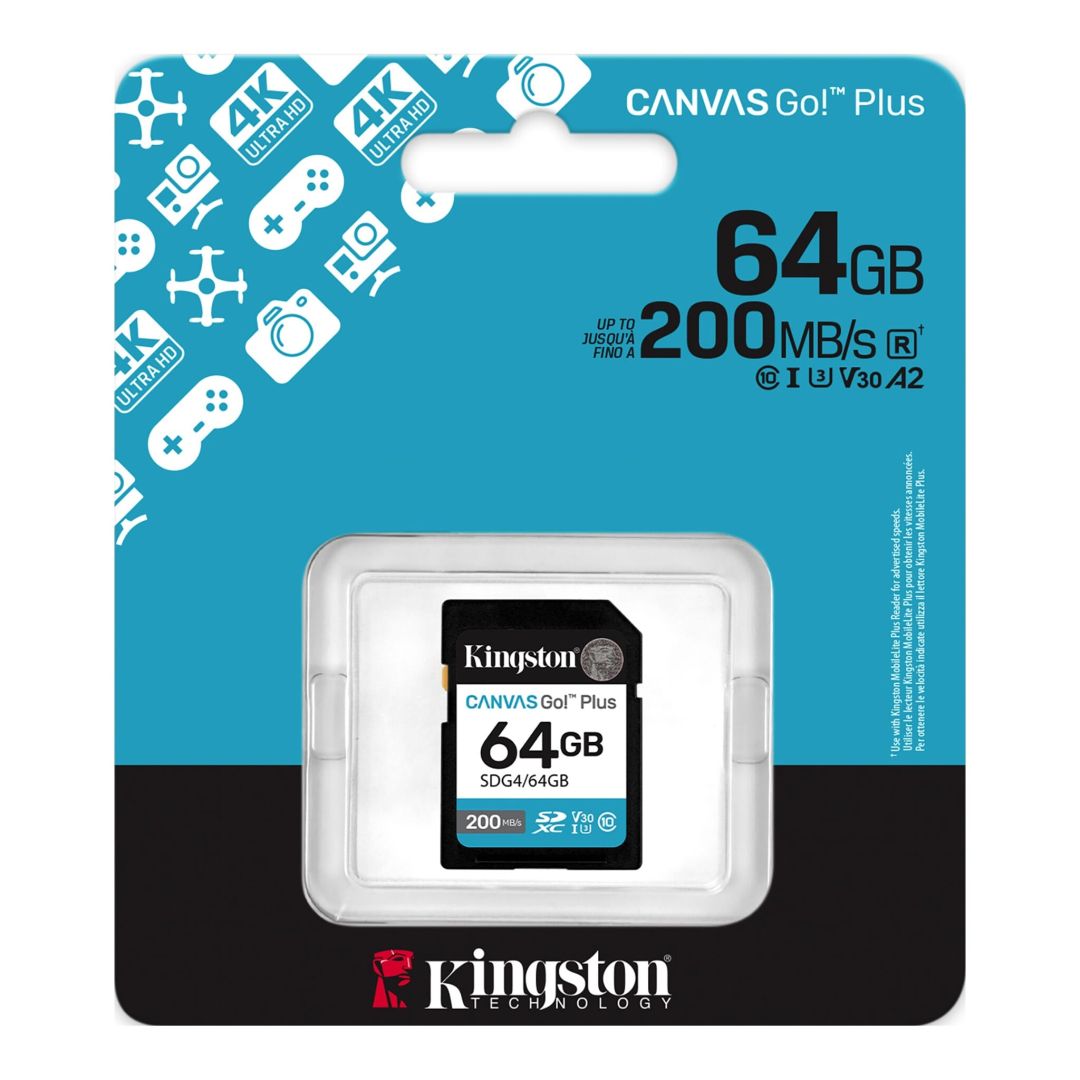 Kingston 64GB Canvas Go Plus Gen4 Class 10 UHS-I U3 V30