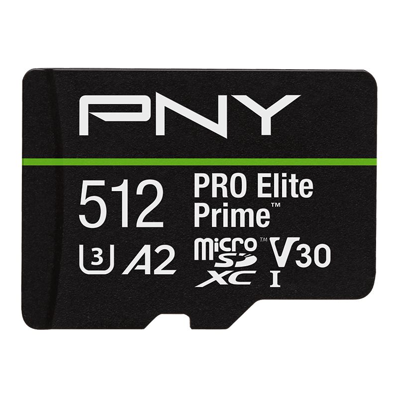 PNY 512GB microSDXC Pro Elite Prime Class 10 U3 V30 A2 + adapterrel