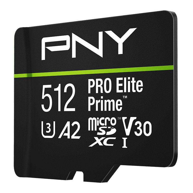 PNY 512GB microSDXC Pro Elite Prime Class 10 U3 V30 A2 + adapterrel