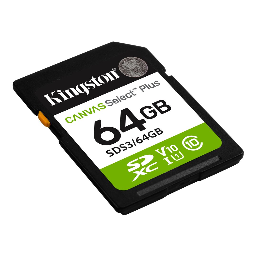 Kingston 64GB SDXC Canvas Select Plus Gen3 Class 10 UHS-I U1 V10