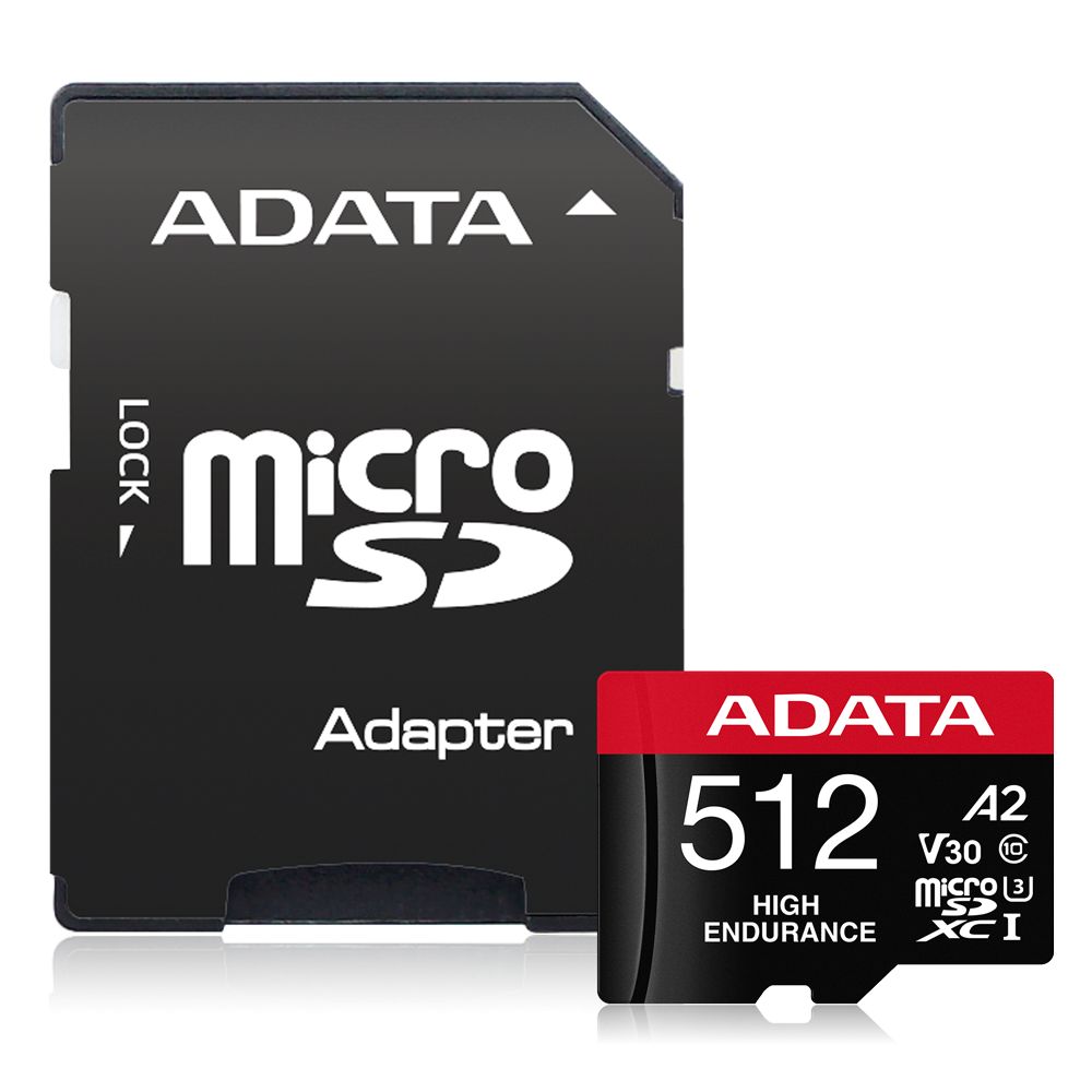 A-Data 512GB microSDXC High Endurance UHS-I U3 Class 10 V30S + adapterrel