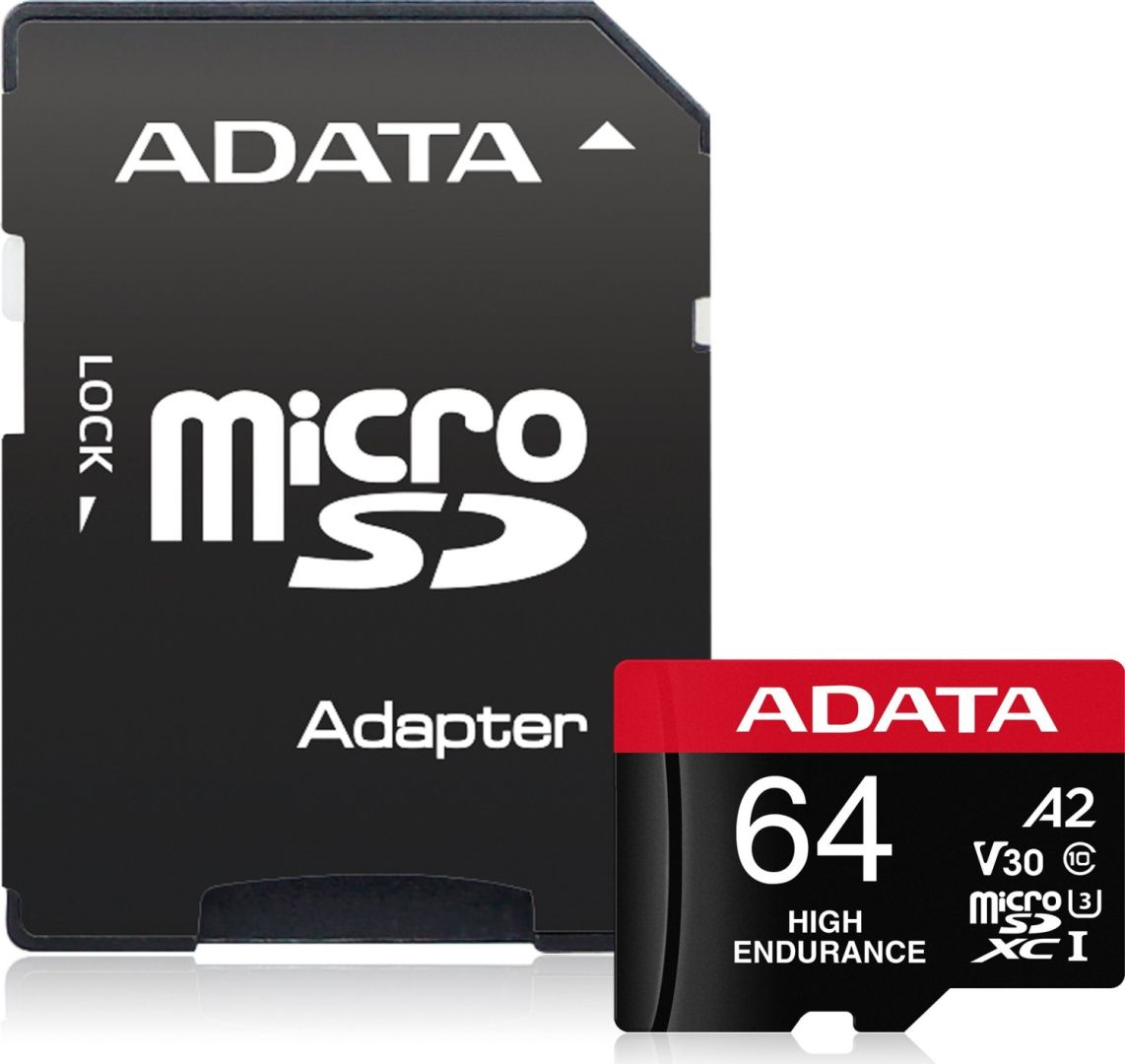 A-Data 64GB microSDXC High Endurance UHS-I U3 Class 10 V30S + adapterrel