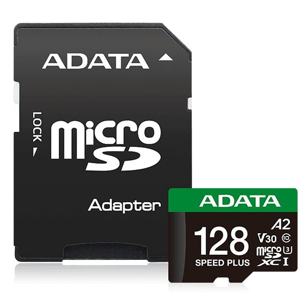 A-Data 128GB microSDXC Speed Plus Class 10 UHS-I U3 V30 + adapterrel