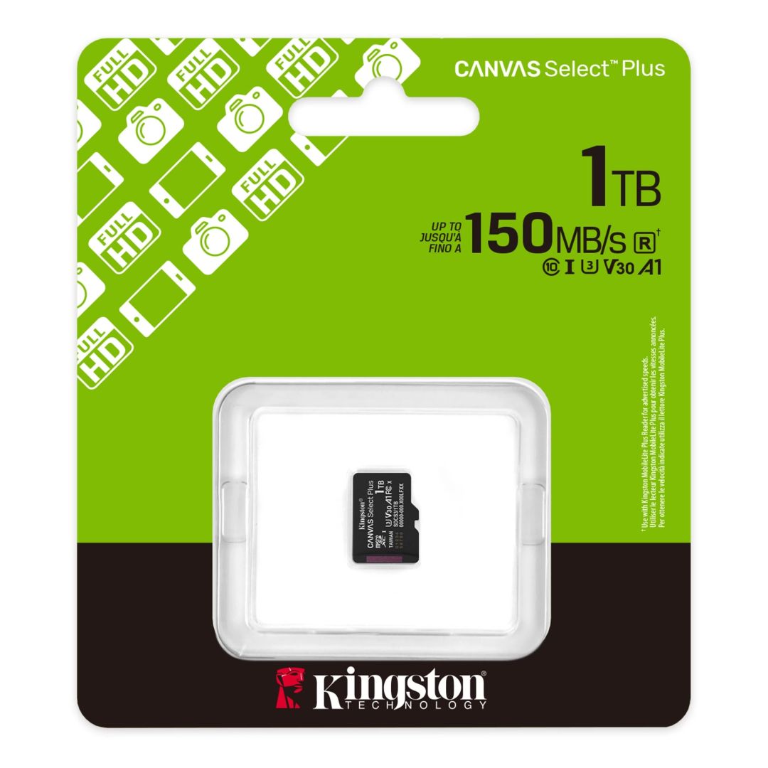 Kingston 1TB microSDXC Canvas Select Plus Gen3 Class 10 UHS-1 A1 V10