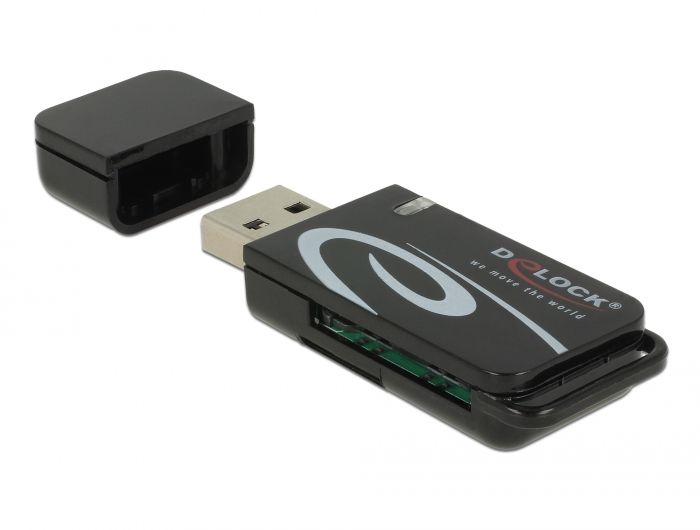 DeLock Mini USB 2.0 with SD and Micro SD Slot Card Reader Black