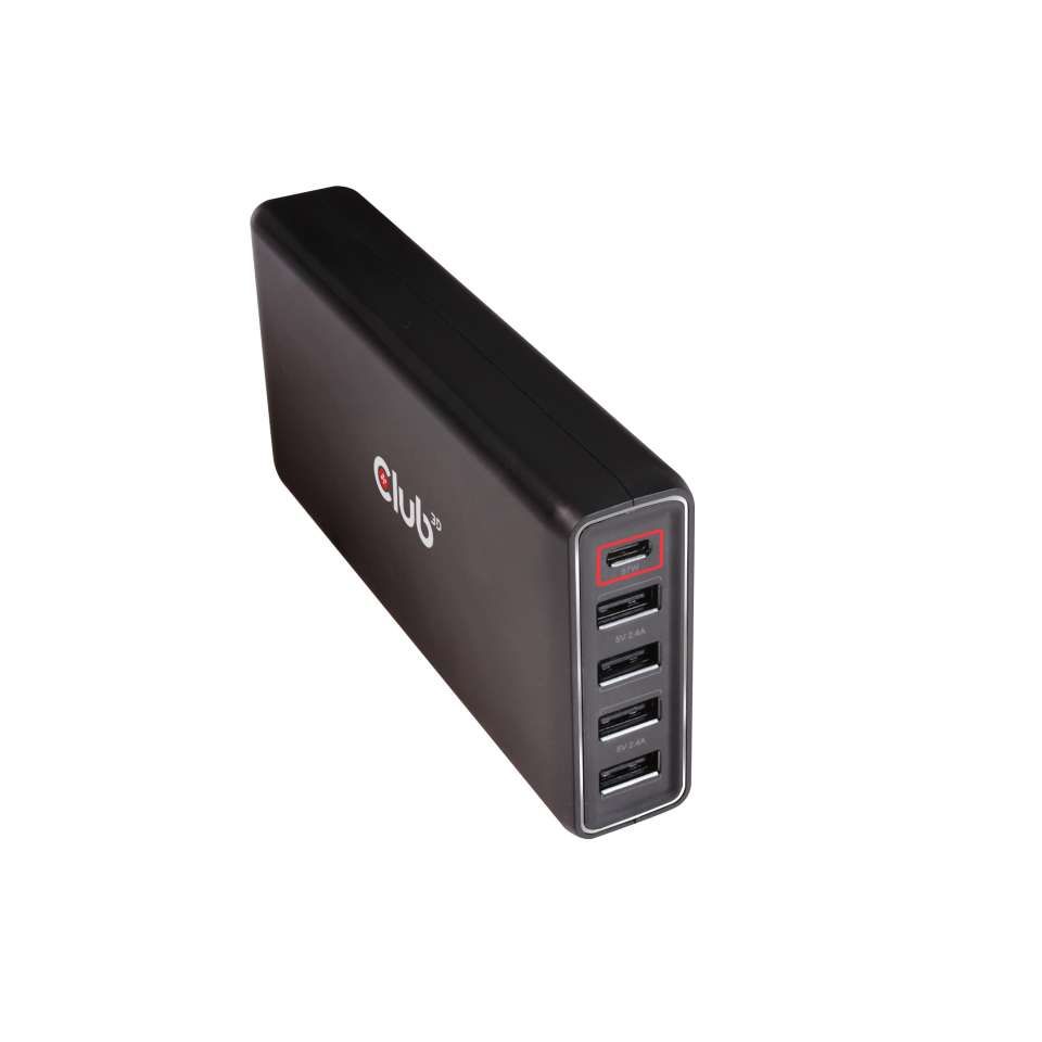 Club3D USB Type A and C Power Charger 5 ports up to 111W Black