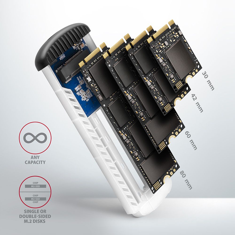 AXAGON EEM2-SA SuperSpeed USB M.2 SATA SSD Ribbed Box