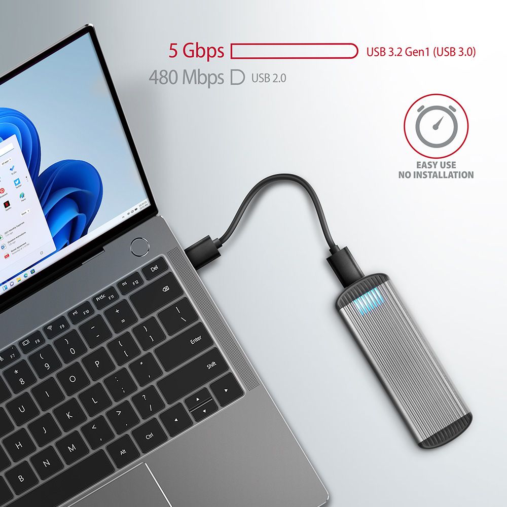 AXAGON EEM2-SA SuperSpeed USB M.2 SATA SSD Ribbed Box